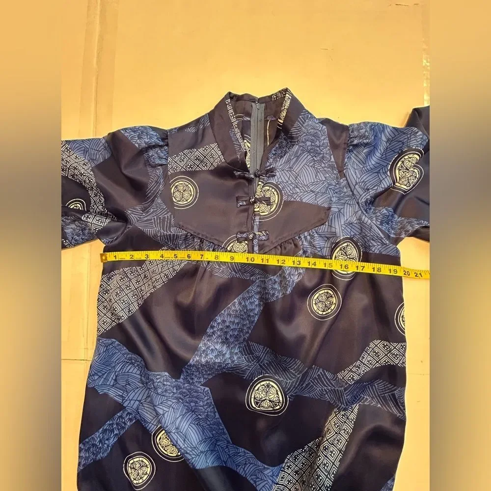 Vintage Liona Hawaii for Liberty House Elegant Blue Patterned Maxi Dress size 12 - Picture 9 of 11